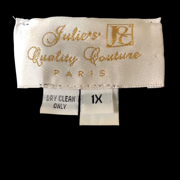 JULIE'S Quality Couture Paris Black and Silver Burst Design Jacquard Coat Sz XL - Picture 6 of 6